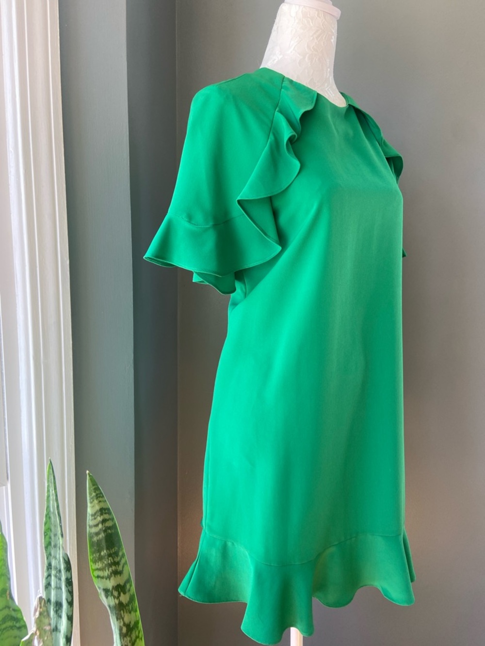 Zara Green Ruffle Shift Dress